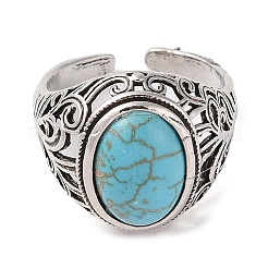 Овальные манжеты с синтетической бирюзой&nbsp;RJEW-B107-06AS-02