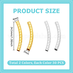 60 шт. 2-х цветные изогнутые латунные трубчатые бусины&nbsp;KK-UN0004-25