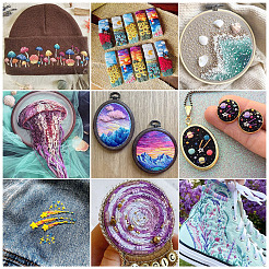 6 шт. 6-х цветные сегментно окрашенные полиэстеровые нитки для вышивки DIY-TAC0020-72