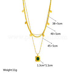 Подвеска-колье прямоугольной формы из нержавеющей стали 304 с зелеными кубическими циркониями&nbsp;FS-WG16750-01