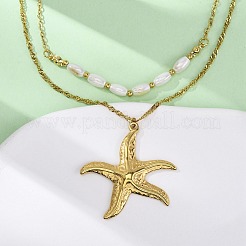 Двухслойные подвески-звезды из нержавеющей стали 304 NJEW-L465-04G