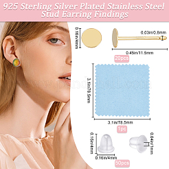 10 пара 925 плоских сережек-гвоздиков из стерлингового серебра&nbsp;STER-BBC0006-58A-G