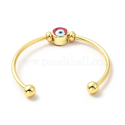 Лэмпворк злой глаз открытый браслет-манжета из бисера&nbsp;BJEW-F434-07