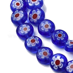 Ручной Millefiori стеклянные плоские круглые нити бисера&nbsp;LK-P011-22