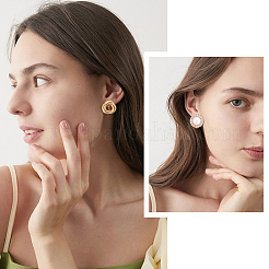 8 пара 8-х стилевых полукруглых и круглых и витых серег-клипс из латуни с пластиковым жемчугом&nbsp;EJEW-PH0001-09-1