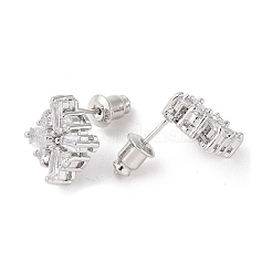 Серьги-гвоздики из латуни с микропаве из кубического циркония EJEW-I304-05P-02