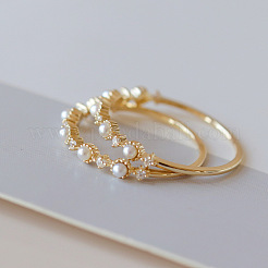 Простые кольца из стерлингового серебра 925 пробы с микропаве из прозрачных кубических цирконий FS-WG116E7-03