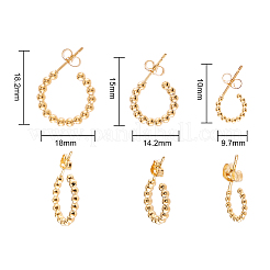 3 пара серег-полукольцов из нержавеющей стали 304 размера 3&nbsp;EJEW-SZ0001-24G