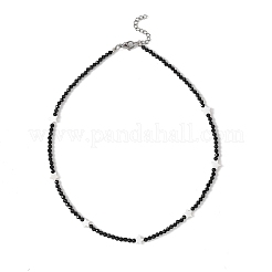 Женские ожерелья из натуральных пресноводных ракушек в форме звезды и граненых круглых бусин из натуральной черной шпинели NJEW-JN05667