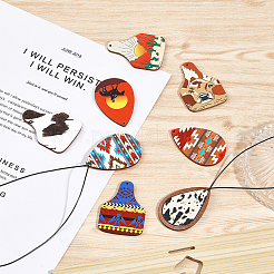 32шт 8 стильные односторонние большие подвески из липы с принтом WOOD-CA0001-61