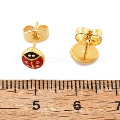 Серьги-гвоздики из нержавеющей стали 304 с эмалью EJEW-B009-22G-01