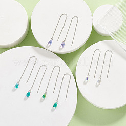 Длинная цепочка с прозрачными стеклянными бусинами EJEW-JE05242