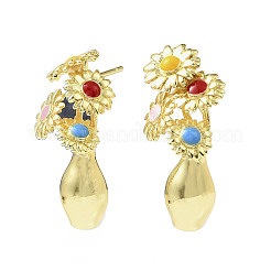 Серьги-гвоздики из латуни&nbsp;LS-EJEW-G438-01G-01