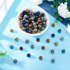 100 шт. 10 цвета гальванические натуральные бусины из вулканического камня G-PJ0001-03C