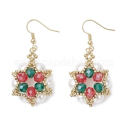 Серьги-подвески из цветочного стекла EJEW-TA00719