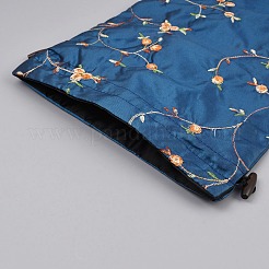 Вышитые цветы мешковина упаковочные мешочки сумки на шнурке&nbsp;LS-ABAG-WH0048-39A