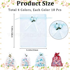 40 шт. 4-х цветные 3D-цветочные мешочки из органзы на завязках OP-BBC0001-06A