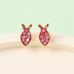 Серьги-гвоздики в виде рыбок из латуни и эмали&nbsp;EJEW-I322-07G