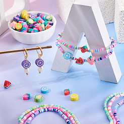 3 нитка 3 цвета бусины из полимерной глины ручной работы&nbsp;CLAY-TA0001-85