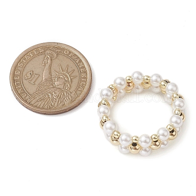 Кольца на палец с жемчугом-ракушкой RJEW-JR00678-1