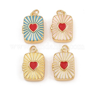 Латунь эмаль Locket подвески KK-P335-04G-1