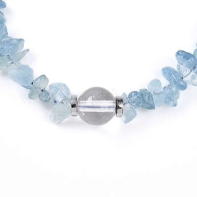 Браслеты из натуральных бусин с аквамариновой крошкой для женщин BJEW-T022-03B-1