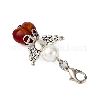 Стеклянный кулон в виде сердца ангела HJEW-JM03807-1