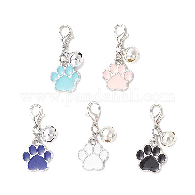 Подвесные украшения из сплава с эмалью в виде отпечатка лапы HJEW-JM03803-1
