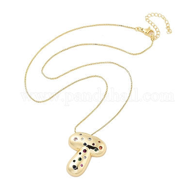 Латунные ожерелья с подвесками в виде букв из микрофибры с кубическим цирконием KK-Z069-01G-T-1