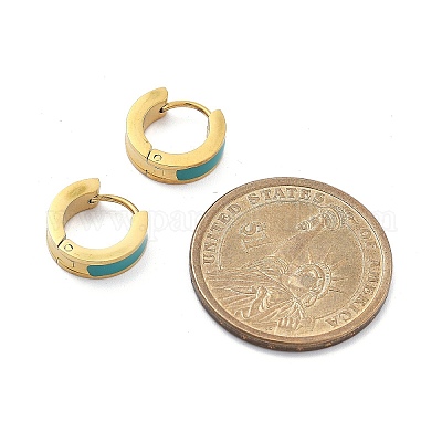 Ионное покрытие (ip) 304 нержавеющая сталь эмалированные серьги-кольца EJEW-P300-03G-1