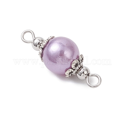 8 шт. 8-цветные акриловые круглые звенья с имитацией жемчуга PALLOY-JF04220-01-1