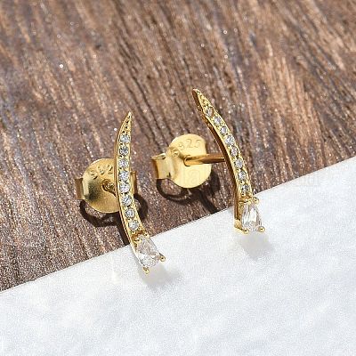 925 серьги-гвоздики из стерлингового серебра с прозрачным кубическим цирконием EJEW-Q032-01E-G-1