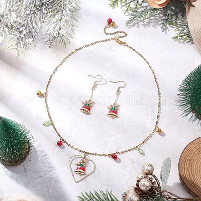 Комплект из рождественского колокольчика с эмалевым сплавом SJEW-JS01344-1