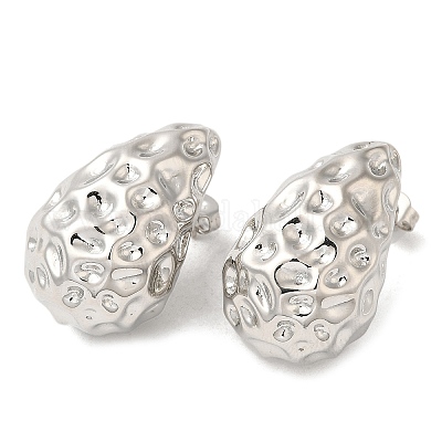 Латунные кованые серьги-гвоздики в виде капель для женщин EJEW-M222-05P-1