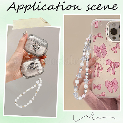 2 шт. 2 стиля пластиковых перламутровых и смоляных и стеклянных мобильных ремешков AJEW-GF0001-21A-1