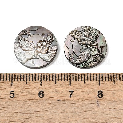 Натуральная черная ракушка для губ с резными кабошонами SSHEL-B006-01B-D-1