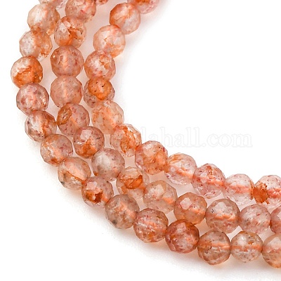 Нити бусин из натурального золота из солнечного камня G-B142-A02-2mm-1