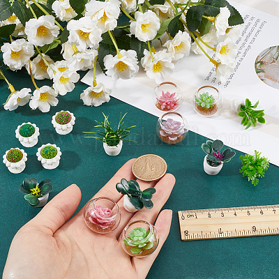 26 шт. 16 стиля смоляных цветочных горшков для украшения DJEW-GF0001-67-1