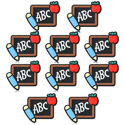 10 шт. силиконовые бусины с рисунком в виде букв на школьной доске JX885A-1