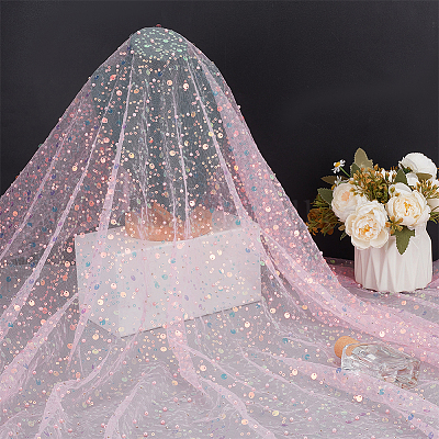 1 ярд полиэстеровой сетчатой ткани с пайетками DIY-FG0008-23B-1