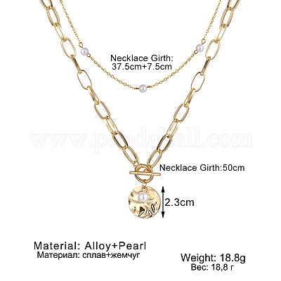 2 шт. плоская круглая подвеска из сплава и пластика с имитацией жемчуга FS-WGEC9D8-01-1