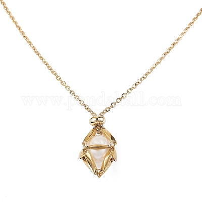 Ионное покрытие (ip) 304 нержавеющая сталь макраме мешочек пустой держатель камней для изготовления подвесок ожерелий NJEW-JN04441-01-1