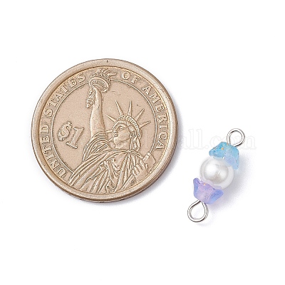 Подвески-соединители из перламутрового стекла и акрила с выпечкой PALLOY-JF04299-01-1