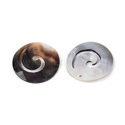 Подвески-диски из натуральной черной ракушки-губы SHEL-N038-19-1