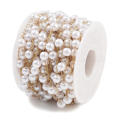 Круглые цепочки из бисера ручной работы с имитацией жемчуга CHS-P019-09E-G-1