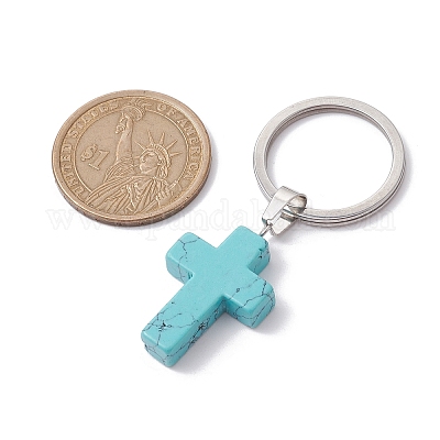 Окрашенные синтетические бирюзовые брелки KEYC-JKC00729-05-1