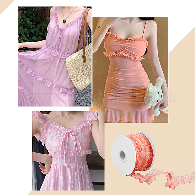 Нейлоновая плиссированная эластичная сетчатая кружевная лента OCOR-WH0086-96B-1