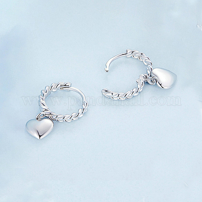 Серьги-кольца из стерлингового серебра в форме витого сердца s925 OI2673-1
