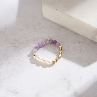 Кольца для женщин с натуральным пресноводным жемчугом и 925 серебряным бисером RJEW-G331-02G-1