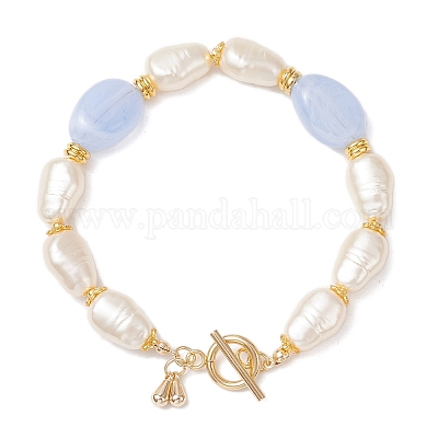 Браслеты из акриловых бусин с имитацией драгоценных камней и искусственного жемчуга ABS для женщин BJEW-JB12157-02-1